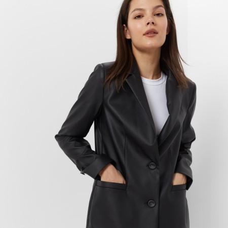 Women's jacket (eco -leather) minku: eco leather, black color, size 48-8