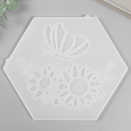 Mold Silicon "Butterfly and Flowers" 18x19x0.8 cm-2