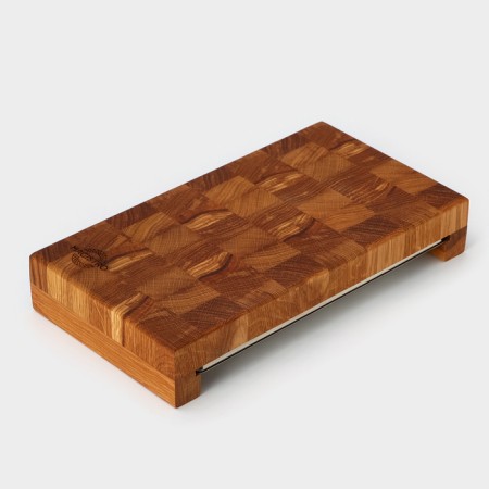 Board cutting end magistro, oak, with metallic gastrointestinal capacity, 30.5 × 16.5 × 5 cm, in a craft box-11