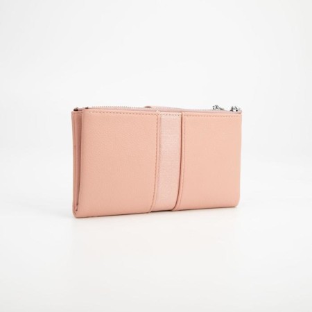 Women's wallet on the button, pink color-1