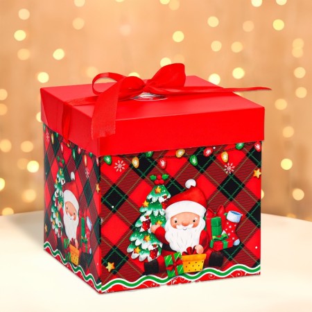 New Year. Box a gift New Year's folding "Grandfather Frost" 15x15x15 cm.