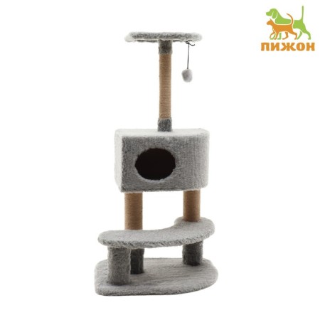 Complex for cats with a claw, corner, 3-level, 58 x 48 x 117 cm, gray