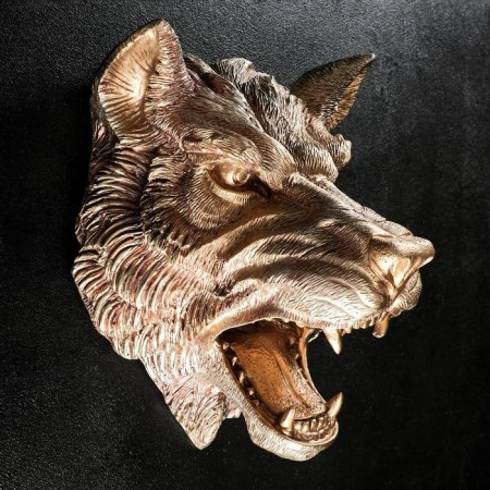 Suspension decor "Wolf's head" bronze 38x30x28cm-1