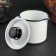 Emalous mug with a nose, 1 l, with a lid, white color
