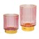Decorative candlestick made of colored embossed glass, 70 × 70 × 80 mm, pink color