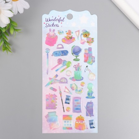 Stickers for creativity plastic "School accessories" 9.3x20.4 cm