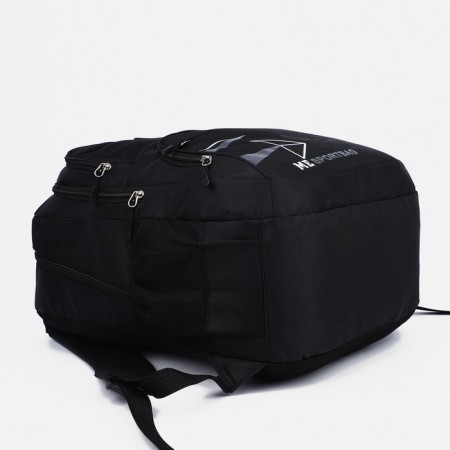 A backpack with a zipper, 3 outer pockets, black color-4