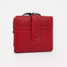 Women's wallet on the button, red color