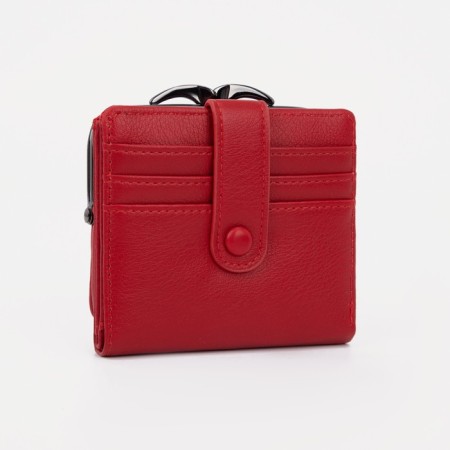 Women's wallet on the button, red color