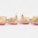 Earrings with the rhinestones "Illusion" Highways Squares, pink color in gold