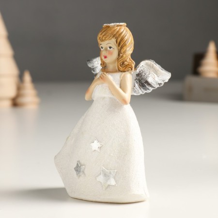 Souvenir Polystone "Girl-Angel in white with stars" brushes, silver mix 7.5x4x11 cm-4