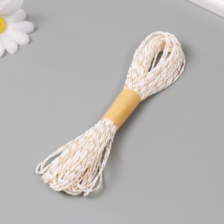 Yarn 100% cellulose "Softino Raffia Color Melange" Washed, white with gold 10m-1