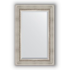 Mirror with fatset in the baguette frame - Roman silver 88 mm, 56 x 86 cm, evoForm