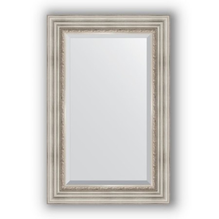 Mirror with fatset in the baguette frame - Roman silver 88 mm, 56 x 86 cm, evoForm