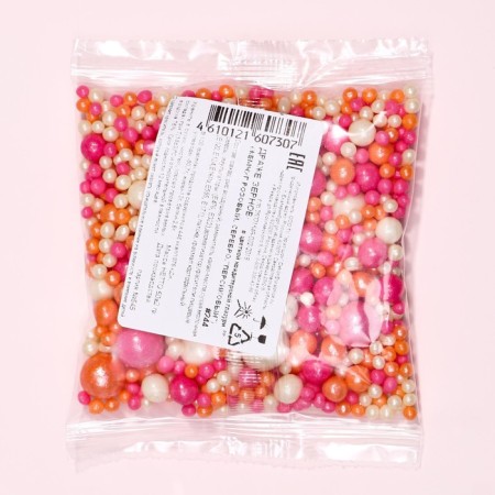 Sprinking confectionery in color confectionery glaze "Pearls": peach, pink, silver ", 50 g-2