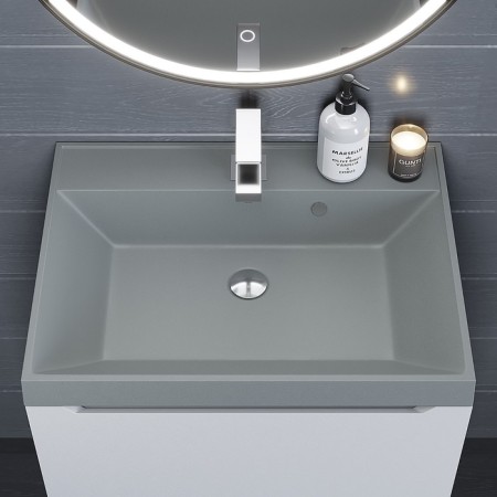 Sink uperwood Classic quartz 60 cm, quartz, gray matte, platinum-3
