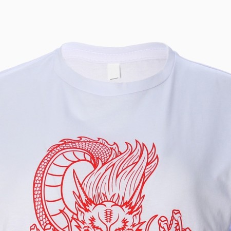 Women's T -shirt "Dragon", white color/Red print, size 44-7