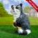 Garden figure "Raccoon with fish" 20x23x36cm