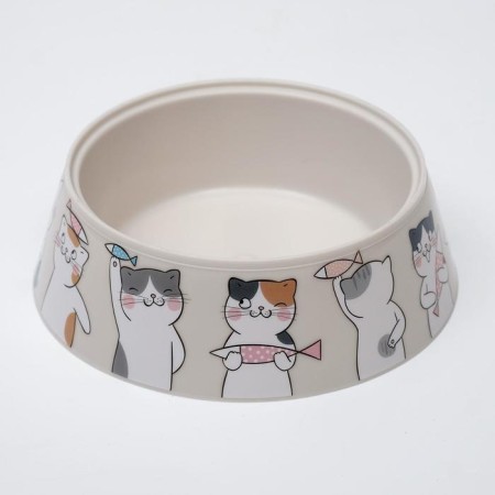 MIR-MUAU bowl for cats 0.3 l, 14.5 x 14.5 x 4 cm, light-beige