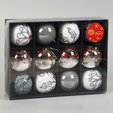 Set of balls plastic D-6 cm, 12 pcs "Melody of the Elite" Assorted, white gray-1