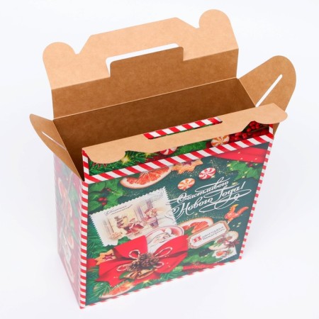Gift box New Year's emerald vintage 17 x 7 x 25.5 cm-3