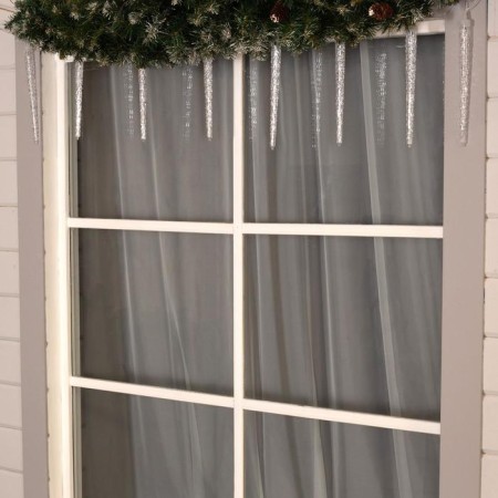 Garland “icicles rhyflated” 2.5 × 0.3 m, IP65, transparent thread, 192 LED, pupil glow with a drain effect, 12 V-1