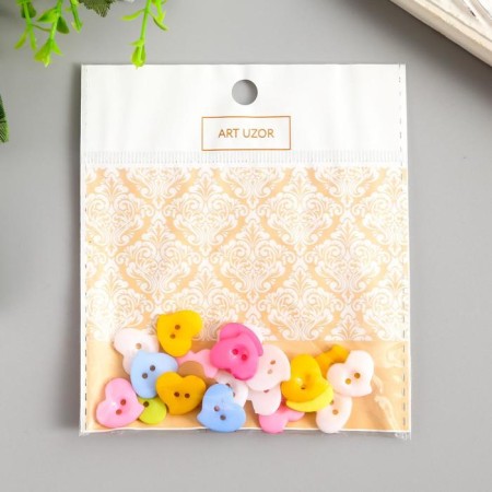 Buttons plastic for creativity "curved heart" set of 20 pcs mix 1.5x1.5 cm-3