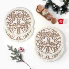 A set of napkins 4 pcs “Deer” central white, 37*37 cm