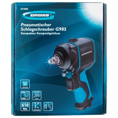 Pneumonskoire percussion Gross G985, 1/2 ", Twin Hammer, Composite, 9000 rpm, 610 Nm-7