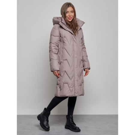 Coat insulated winter female, size 46, brown color-1