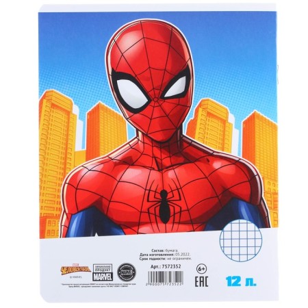Notebook in a cage 12 sheets, 5 types of mix, cover coated cardboard, spider-man-7