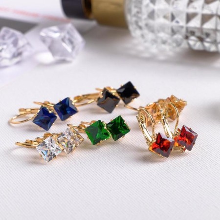 Earrings with rhinestones rhinestones, rhombus.-1