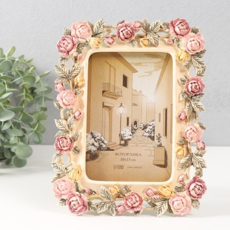 Photo frame Polystone 10x15 cm "Garden with pionoid roses" 16.5x2.1x21.3 cm