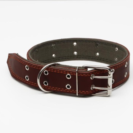 Collar combined leather/tarpaulin, dimensionless, 83 x 4.5 cm, Osh 20-70 cm, brown-1