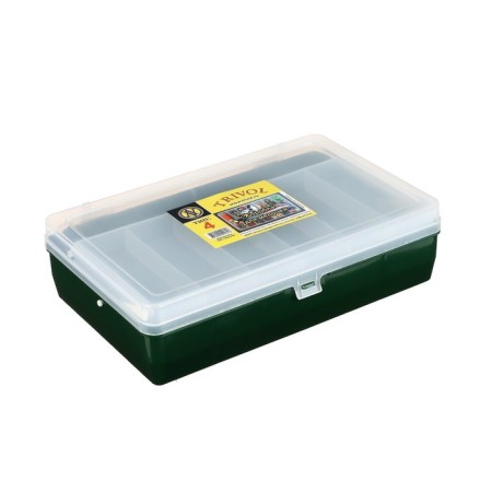 Box "Trivil" Type-4, two-tier with a microlypt, 235 x 150 x 65 mm, the color is dark green-1