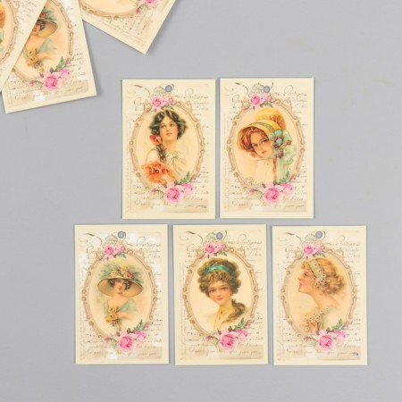 Cardboard "Vintage Girls" set 10 pcs (5 types) 4x6 cm