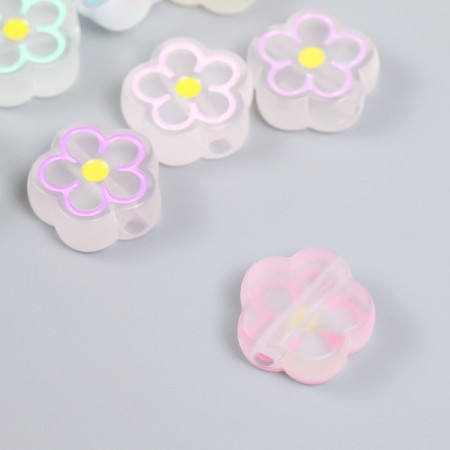 Busina Plastic "Flower with colored staging" matte mix 2x2x0.8 cm-2