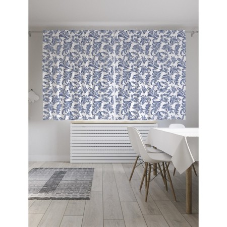 Photostes "Blue pattern on a white background", Saten, size 145x180 cm, 2 pcs