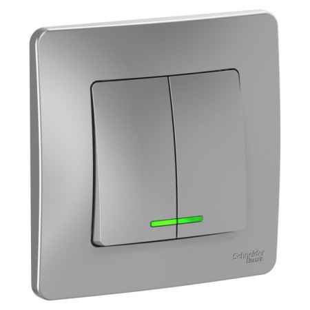 SE BLANCA switch, 10 A, 2 keys, IP20, hidden, with backlight, aluminum, Blnvs010513