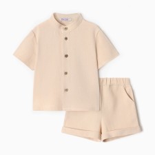 Set for a boy (shirt, shorts) minku, beige color, height 68-74