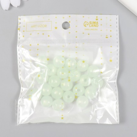 Plastic beads "Balls light green with sparkles" glow in the dark 20 g d = 1.2 cm-3