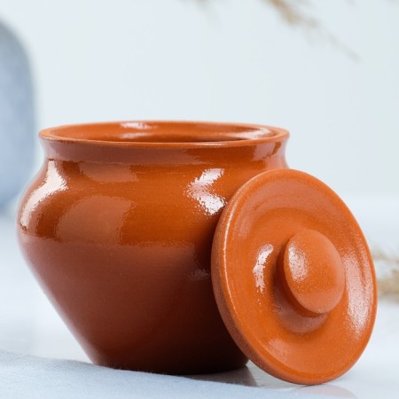 A hot pot with a Vyatka lid 0.5l, terracotta-1