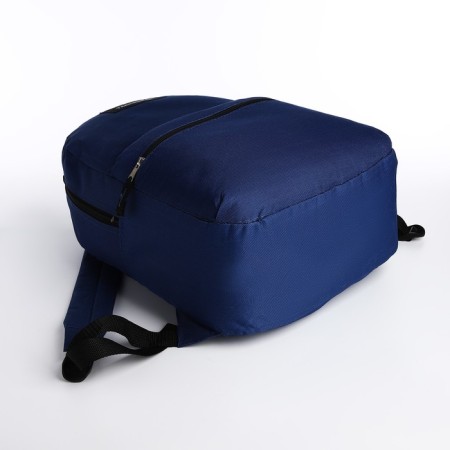 A backpack with a zipper, external pocket, blue color-4