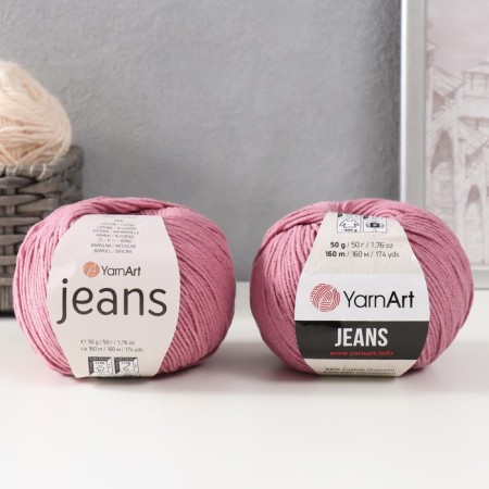 Yarn "jeans" 55% cotton, 45% acrylic 160m/50g (65 wilted rose)