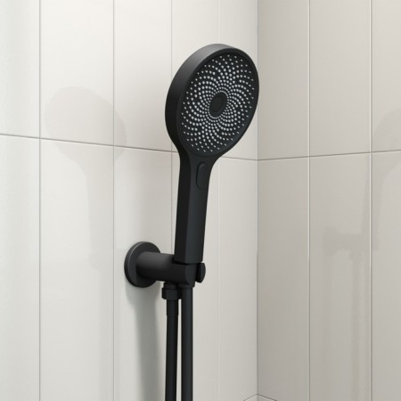 Connection for shower hose IDDIS SLIBL00I62, with a watering orger holder, 69 x 60 mm, black 97726-2