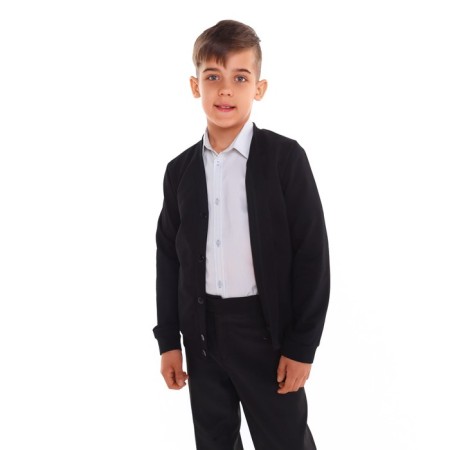 School cardigan for a boy, black color, height 152 cm