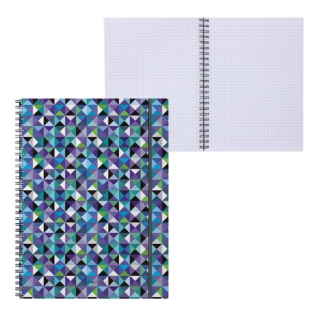 A4 notebook, 80 sheets in a cage on a spiral Erichkrause "Cubes", with a plastic cover, offset paper, whiteness 100%