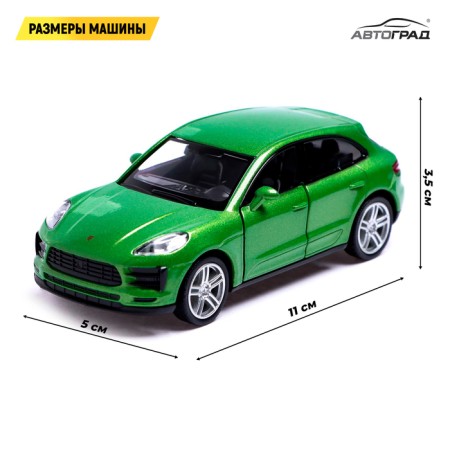 Metal machine Porsche Macan S, 1:32, doors, inertia, green color open-1