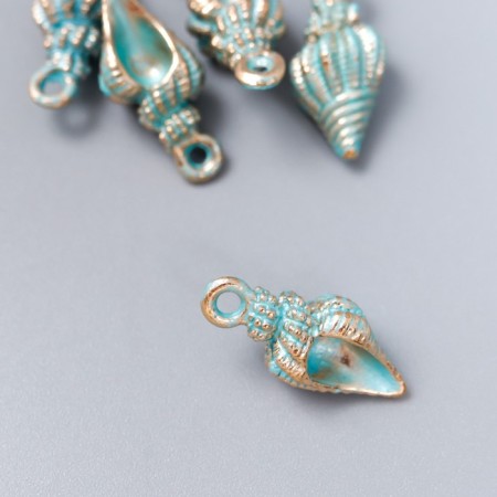 Decor for creativity metal, enamel "Sea sink" blue with gold 1x2 cm