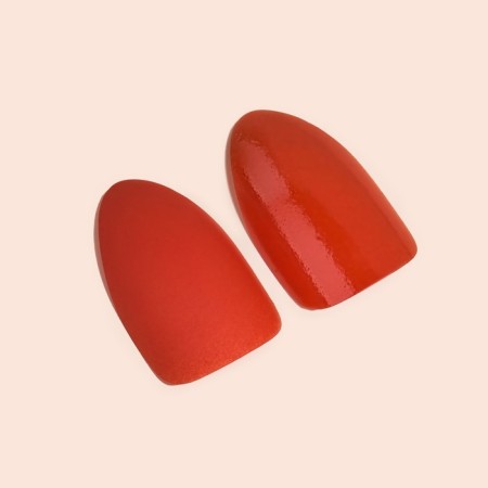 Patch nails, 24 pcs, with adhesive plates, almond shape, coral color-1